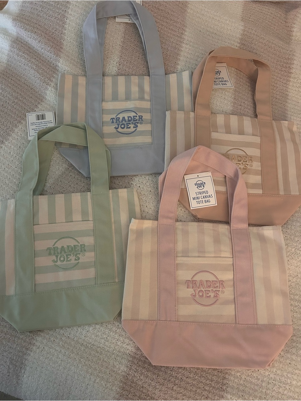 Viral Trader Joe’s Striped Mini Canvas Tote Bags- set of 4